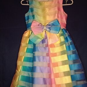 Bonnie Jean Multicolor Striped Dress with Bow